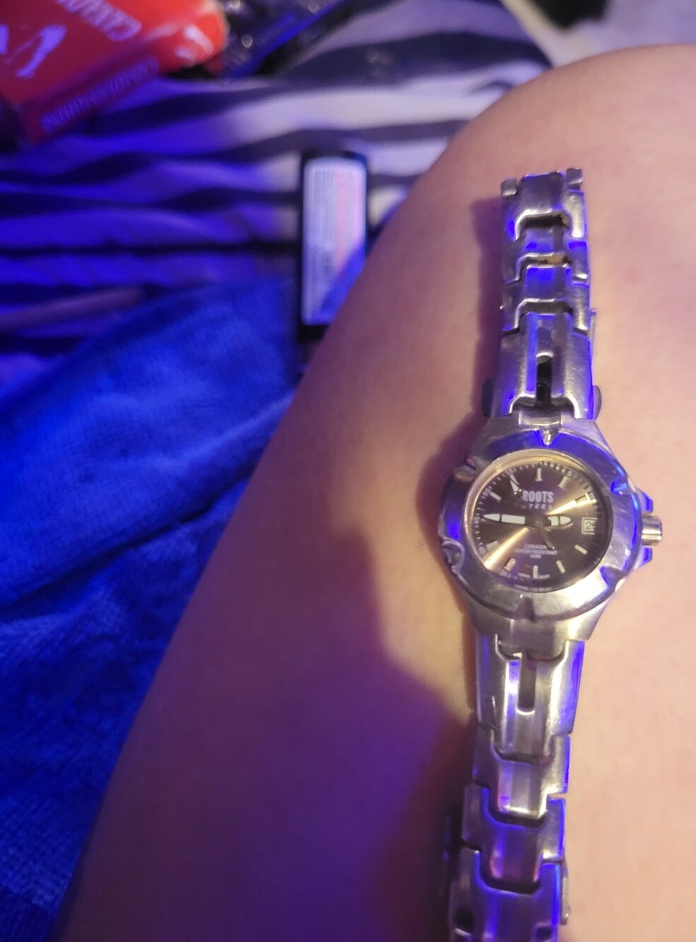 Roots Ladies Stainless Steel Watch - Silver with Black Dial